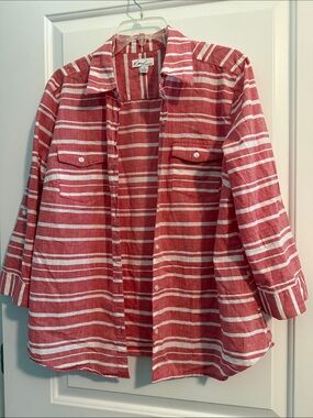 Kim Rogers Pink/light Red Button Down Shirt